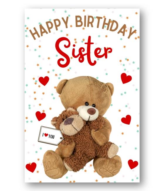 Second Ave Sister I Love You Bear Cute Happy Birthday Card Greetings Card