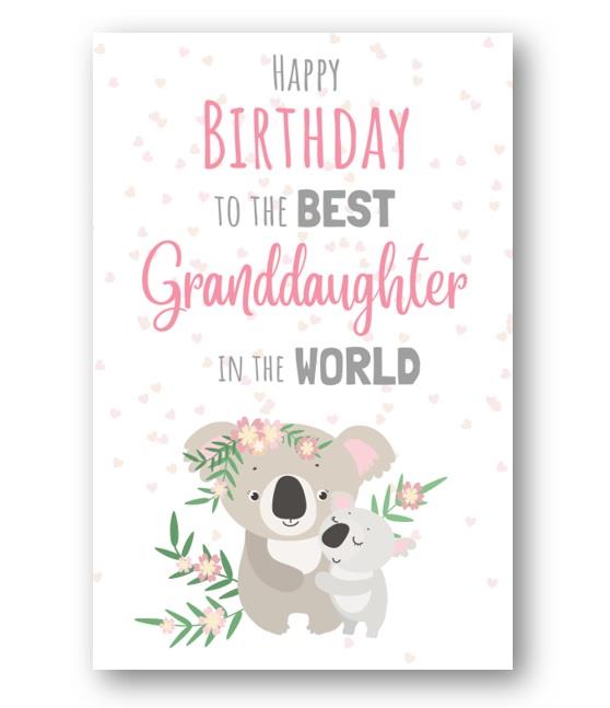 Second Ave Best Granddaughter In The World Cute Koala Happy Birthday Card Greetings Card For Her
