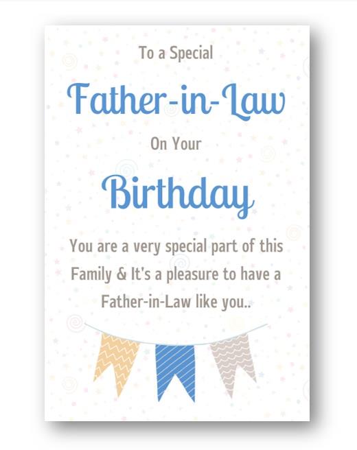 Second Ave To A Special Father-in-Law Bunting Birthday Greetings Card