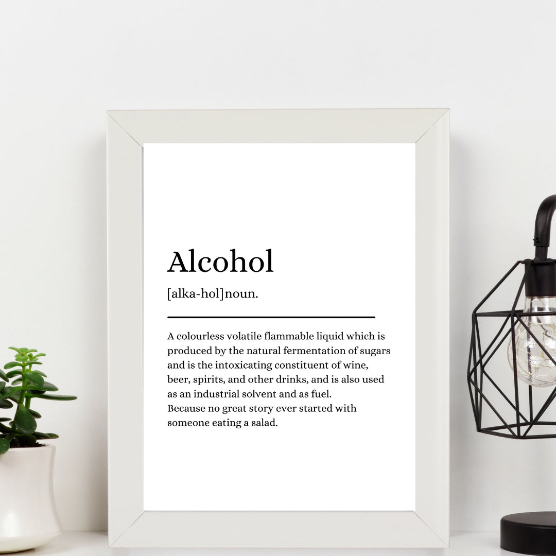 Second Ave White Framed A5 Alcohol Definition Quote Word Wall Art Print Birthday Gift Home Decor