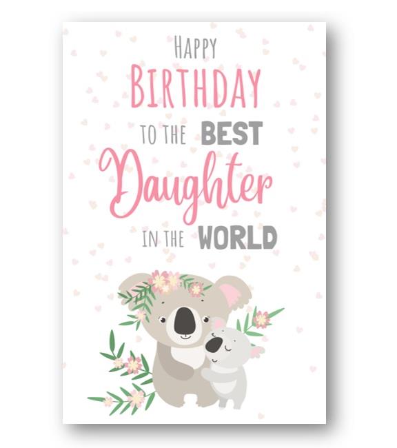 Second Ave Best Daughter In The World Cute Koala Happy Birthday Card Greetings Card For Her