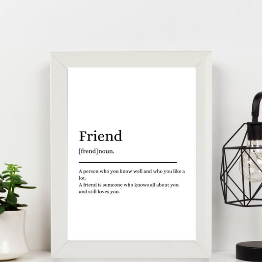 Second Ave White Framed A4 Friend Definition Quote Word Wall Art Print Birthday Gift Home Decor