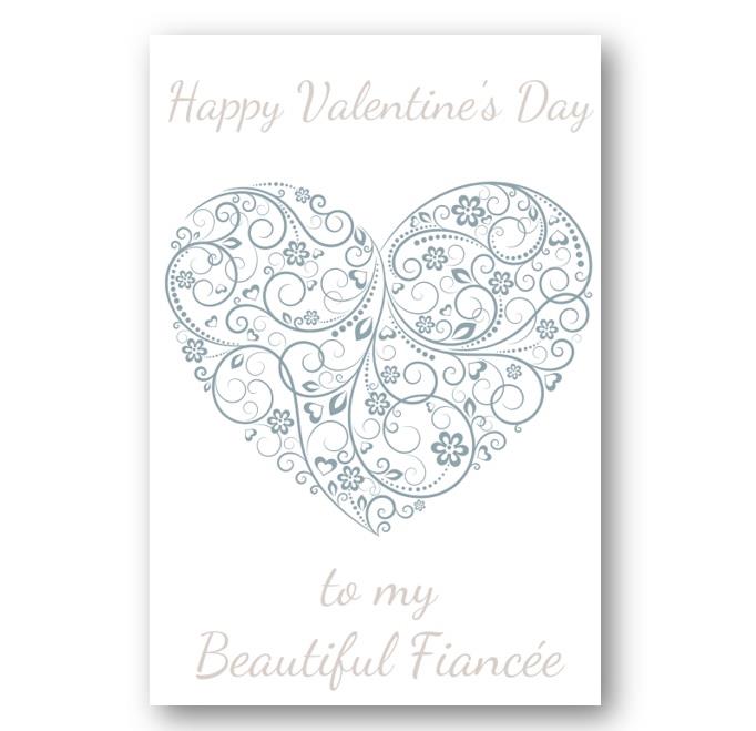 Second Ave Fiancée Valentine Card Cute Romantic Card - Blue Heart Design