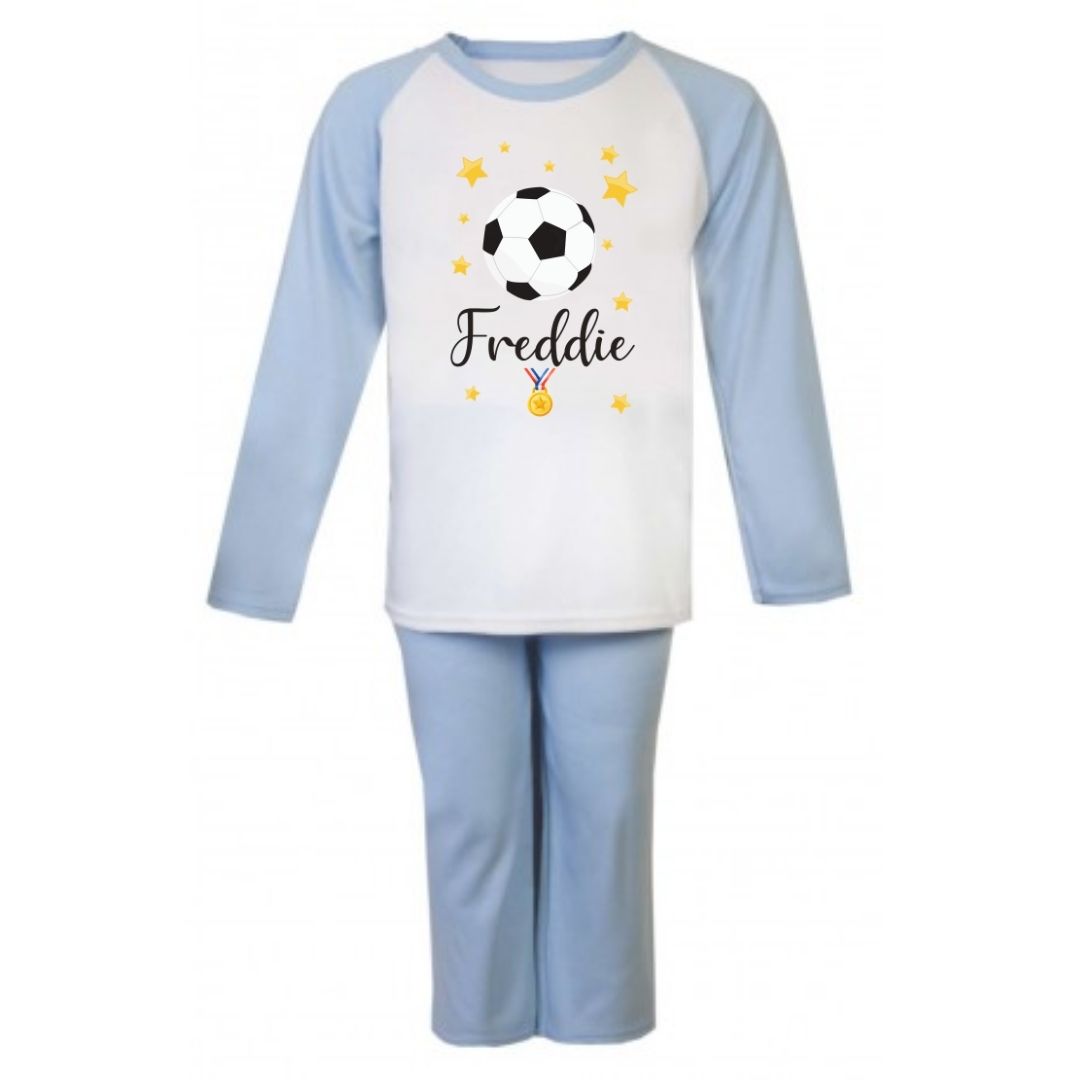 Second Ave Personalised Name Football Children's Kids Pyjamas PJ's