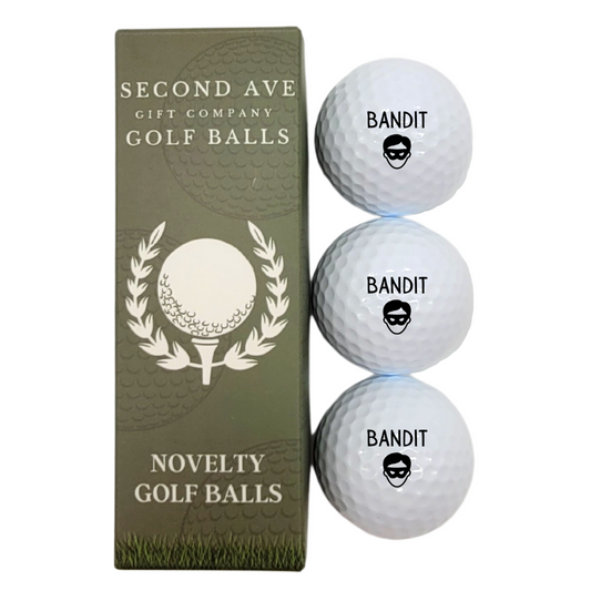 Second Ave Pack of 3 Joke Funny Golf Balls Bandit Father's Day Christmas Birthday Golfer Gift