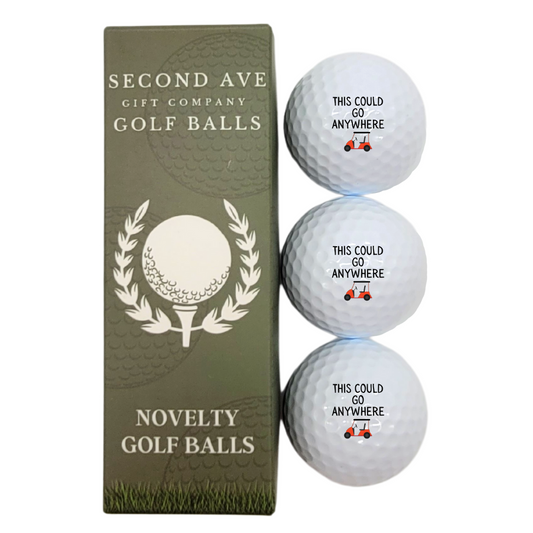 Second Ave Pack of 3 Joke Funny Golf Balls This Could Go Anywhere Father's Day Christmas Birthday Golfer Gift