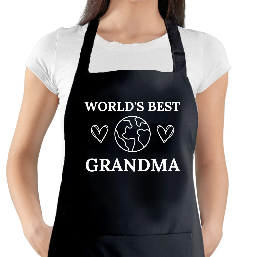 Second Ave Women's World's Best Grandma Black Apron Baking Cooking Kitchen Apron