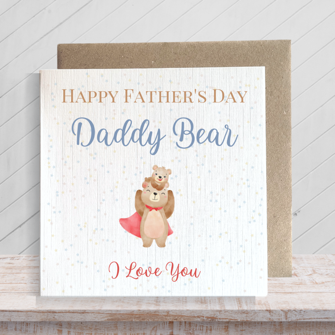 Second Ave Daddy Bear I Love You Square Card Dad Daddy Father's Day Card