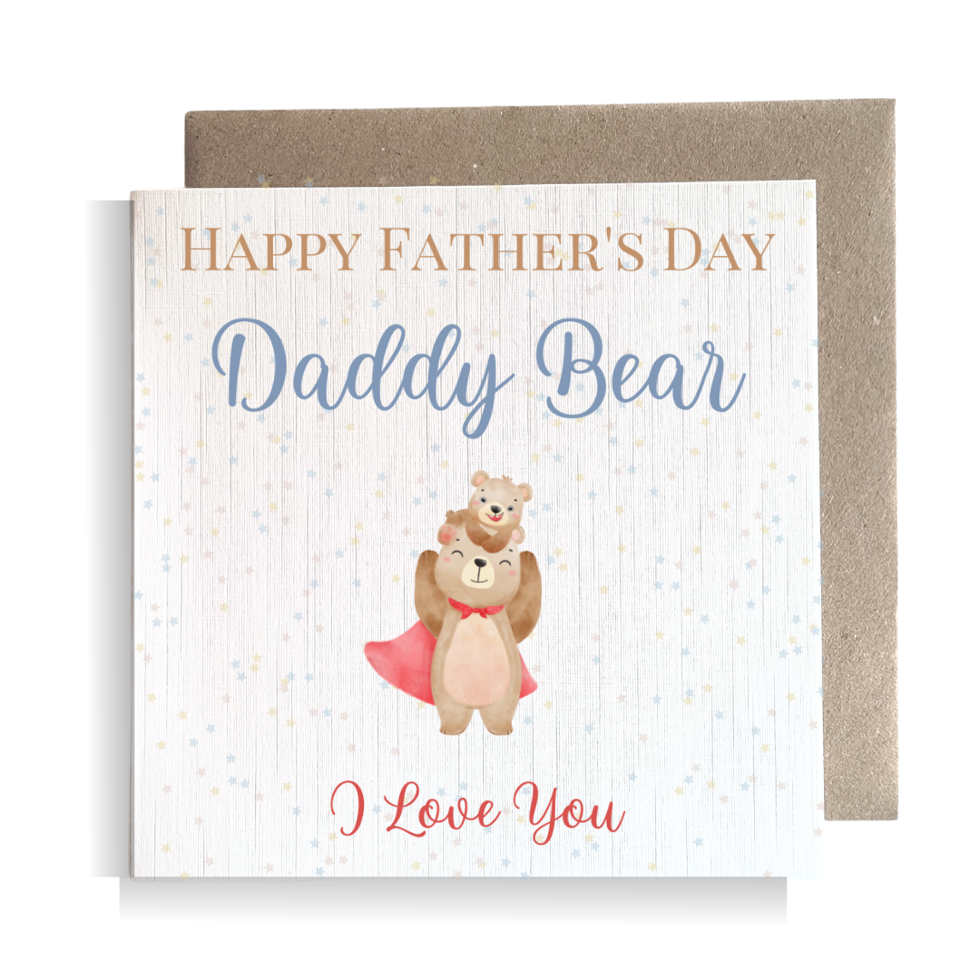 Second Ave Daddy Bear I Love You Square Card Dad Daddy Father's Day Card