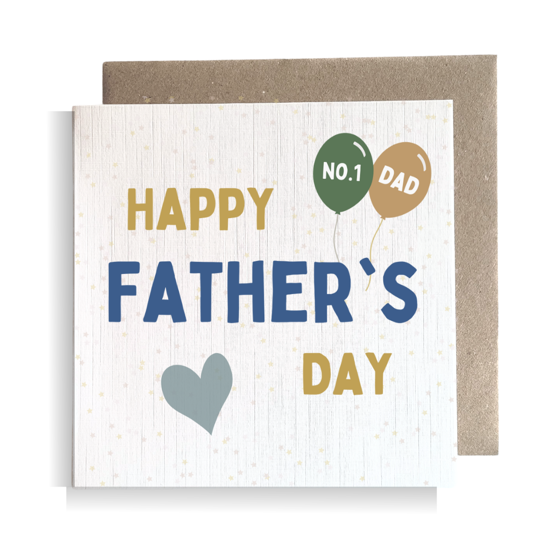 Second Ave Heart Balloon Number 1 Dad Square Card Dad Daddy Father's Day Card