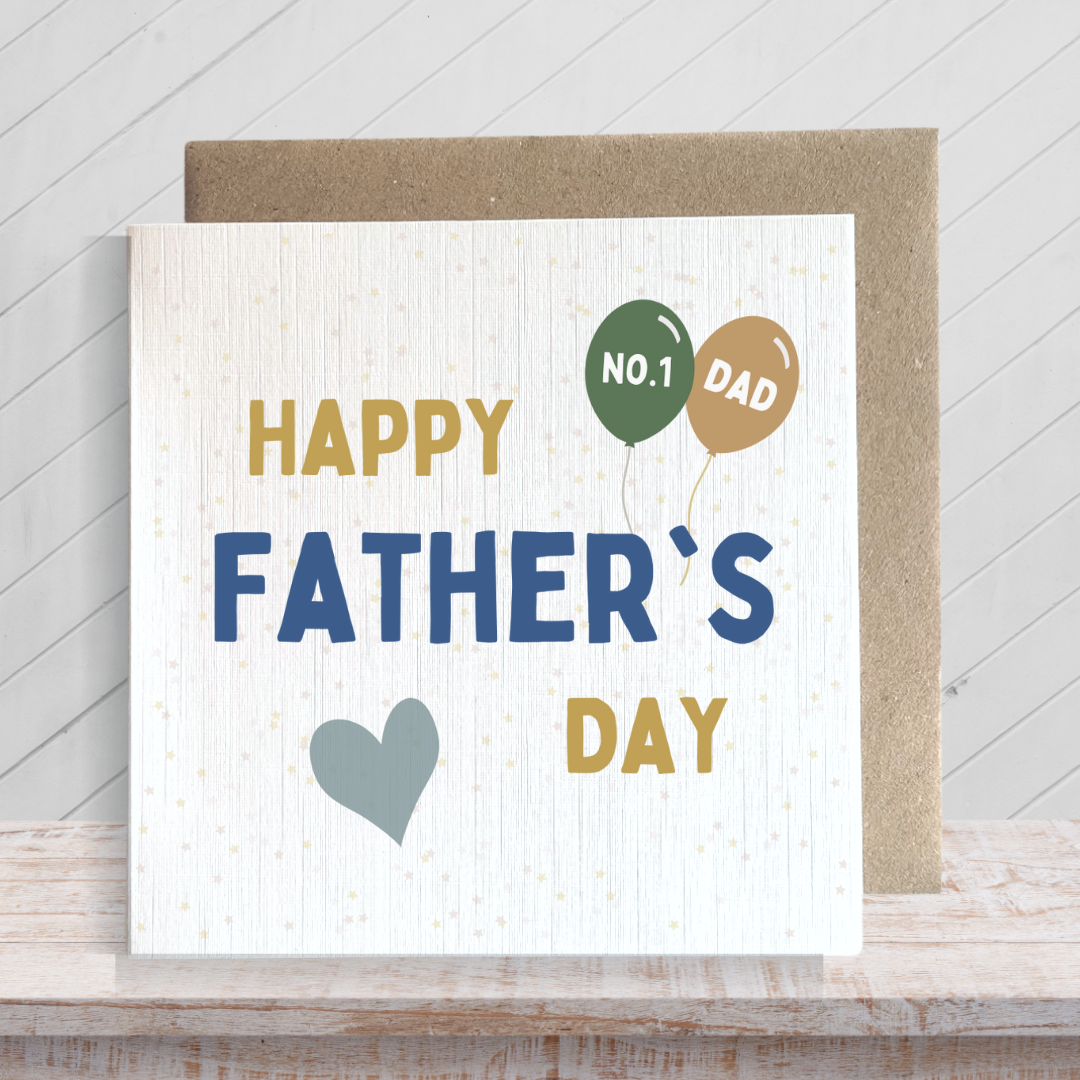 Second Ave Heart Balloon Number 1 Dad Square Card Dad Daddy Father's Day Card