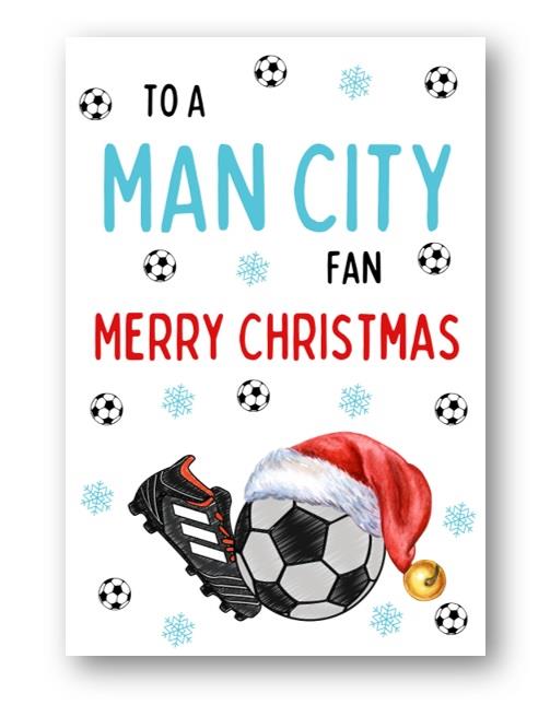 Second Ave Manchester City Football Fan Adult Children's Kids Christmas Xmas Holiday Festive Greetings Card