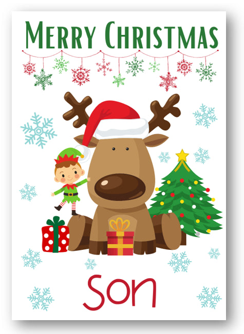 Second Ave Son Reindeer Elf Children's Kids Christmas Xmas Holiday Festive Greetings Card