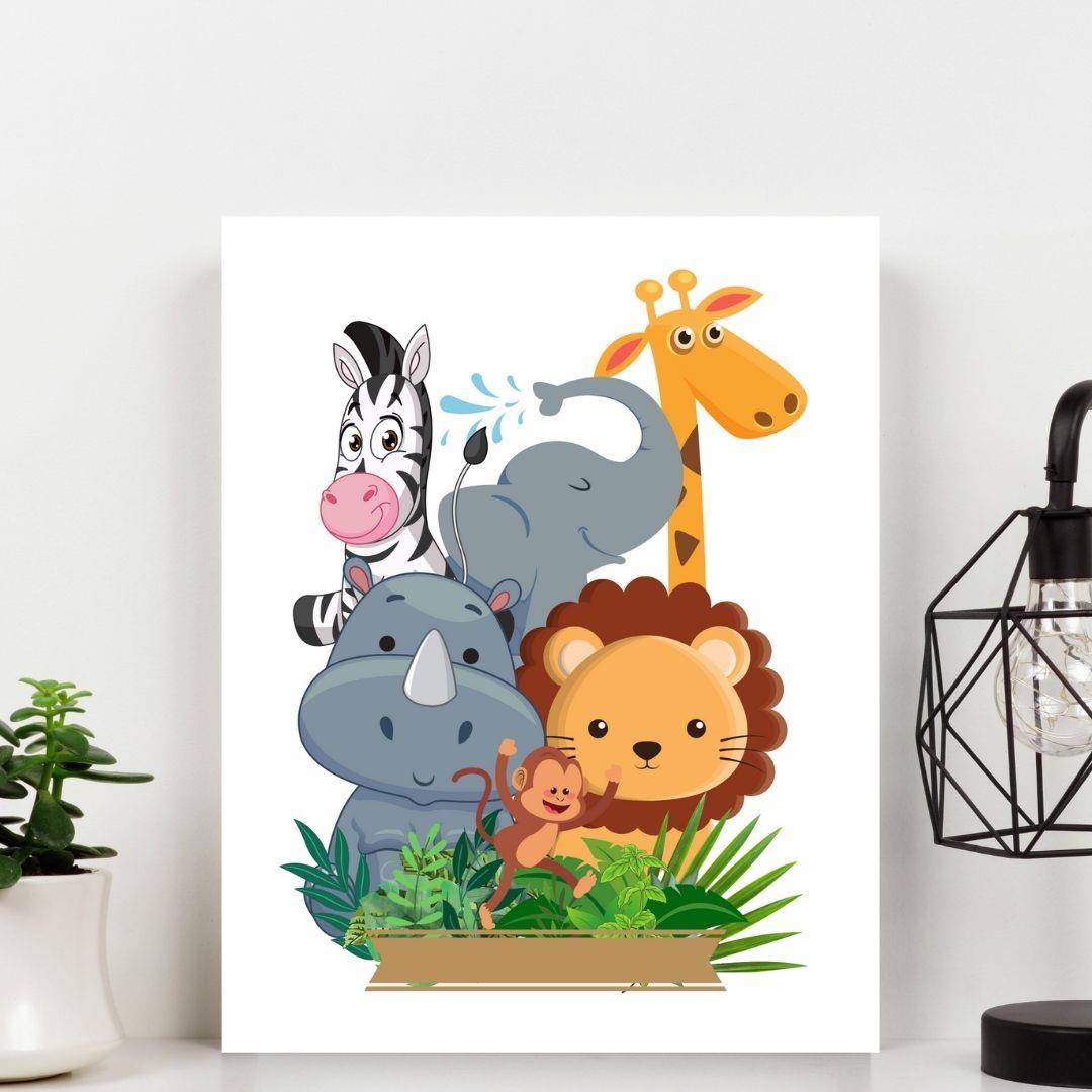 Second Ave A4 Children's Kids Safari Animal Nursery Print Poster Wall Art