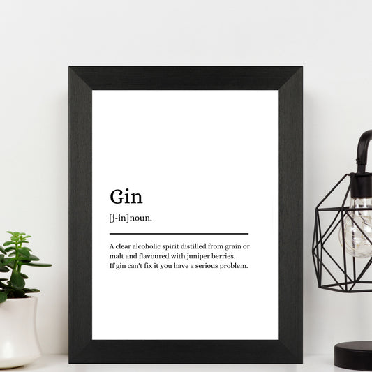 Second Ave Black Framed A4 Gin Definition Quote Word Wall Art Print Birthday Gift Home Decor