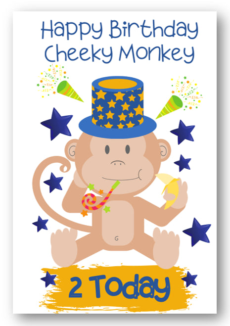 Second Ave Age 2 Children's Kids Monkey 2nd Birthday Card Greetings Card