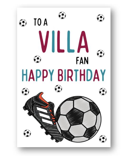 Second Ave Aston Villa Football Fan Adult Children's Kids Birthday Greetings Card