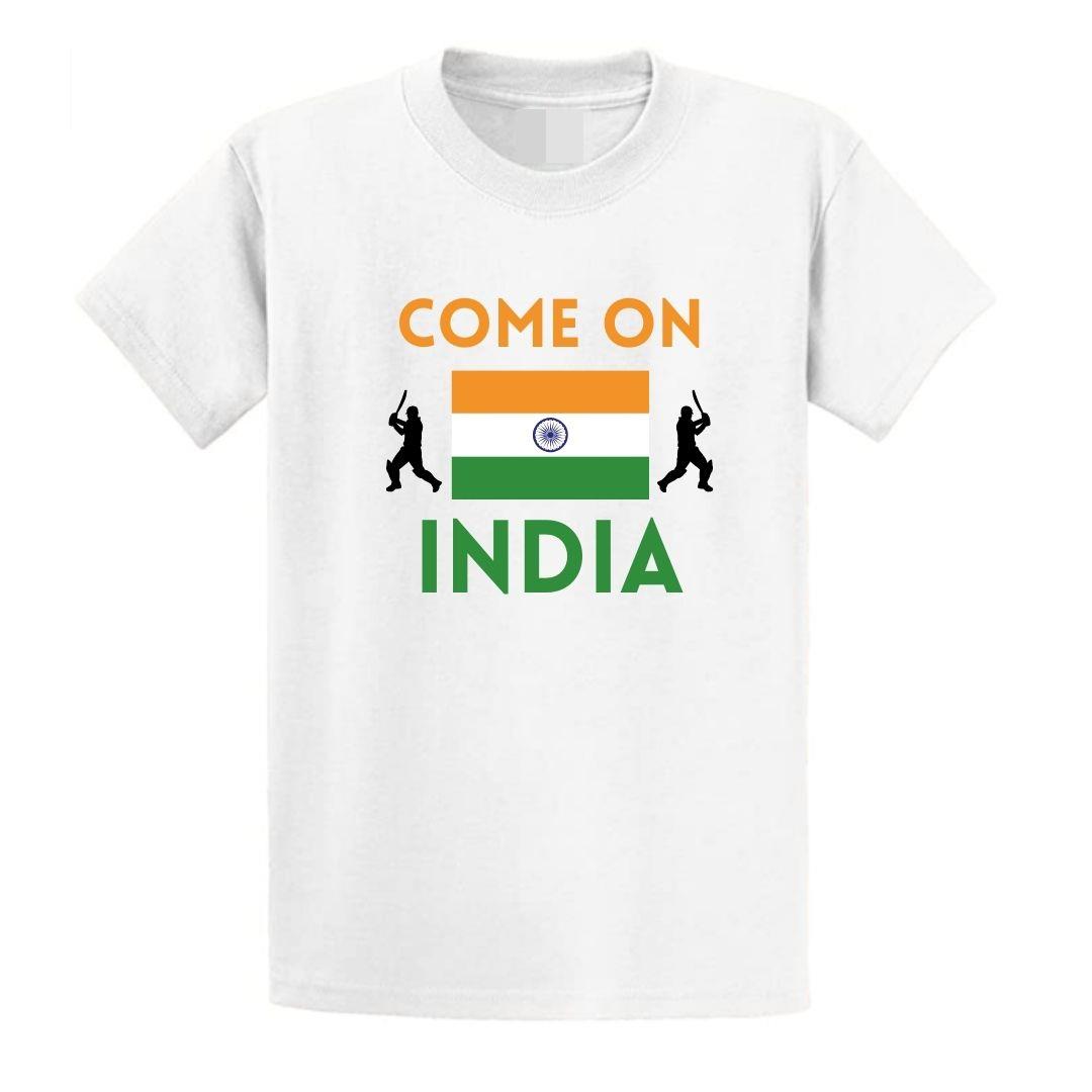 Second Ave Adult Unisex Come on India Cricket Supporter White T Shirt Top Kit