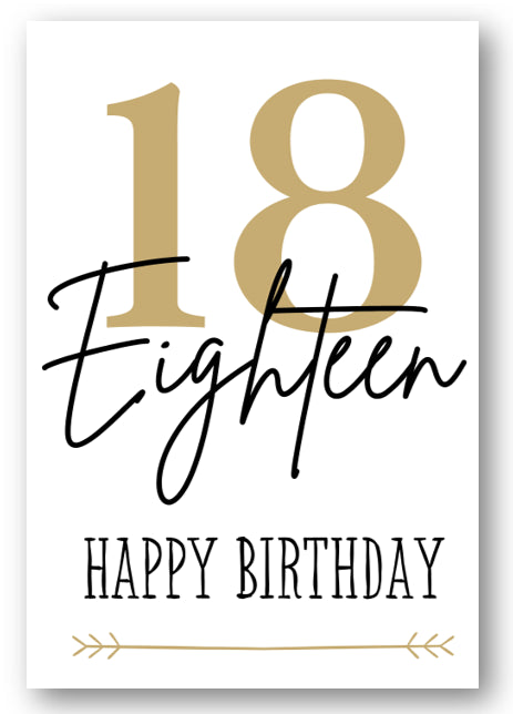 Second Ave Gold Eighteen 18th Happy Birthday Card