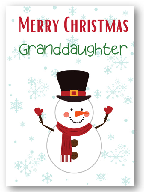 Second Ave Granddaughter Snowman Children's Kids Christmas Xmas Holiday Festive Greetings Card