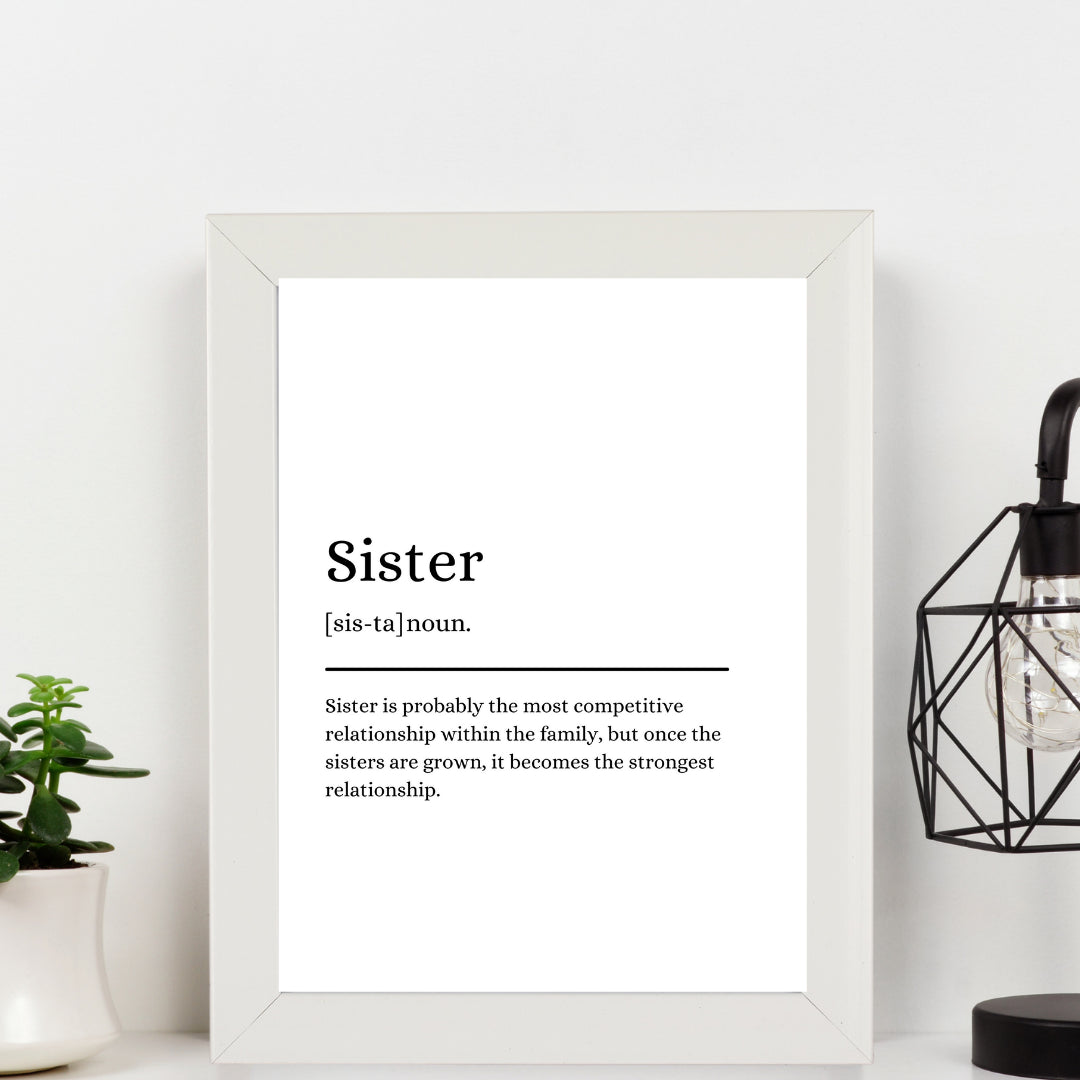 Second Ave White Framed A5 Sister Definition Quote Word Wall Art Print Birthday Gift Home Decor