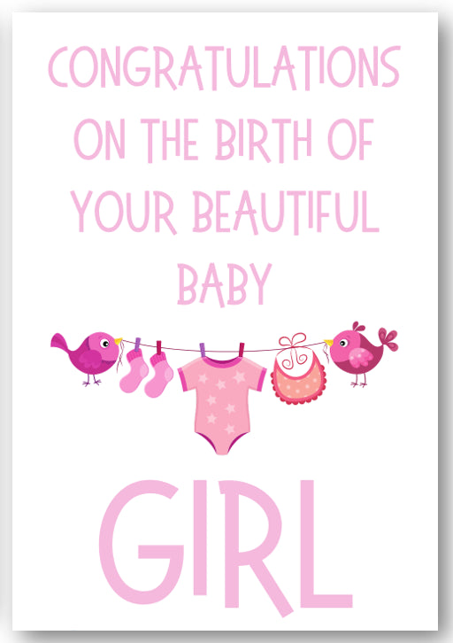 Second Ave Birth of Your Beautiful Baby Girl Newborn Baby Congratulations Card