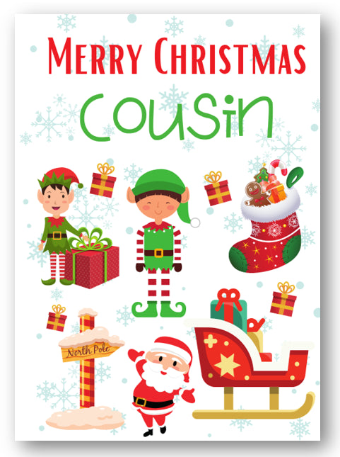 Second Ave Cousin Santa Elf Workshop Children's Kids Christmas Xmas Holiday Festive Greetings Card