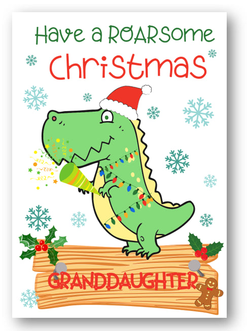 Second Ave Granddaughter Dinosaur Children's Kids Christmas Xmas Holiday Festive Greetings Card