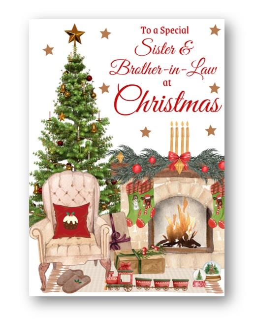 Second Ave Sister & Brother-in-Law Christmas Home Fireplace Xmas Holiday Festive Greetings Card