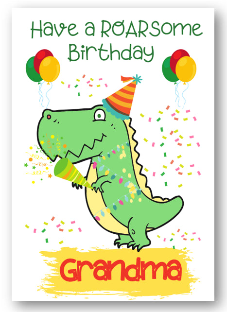 Second Ave Grandma Children's Kids Dinosaur Birthday Card For Her Greetings Card