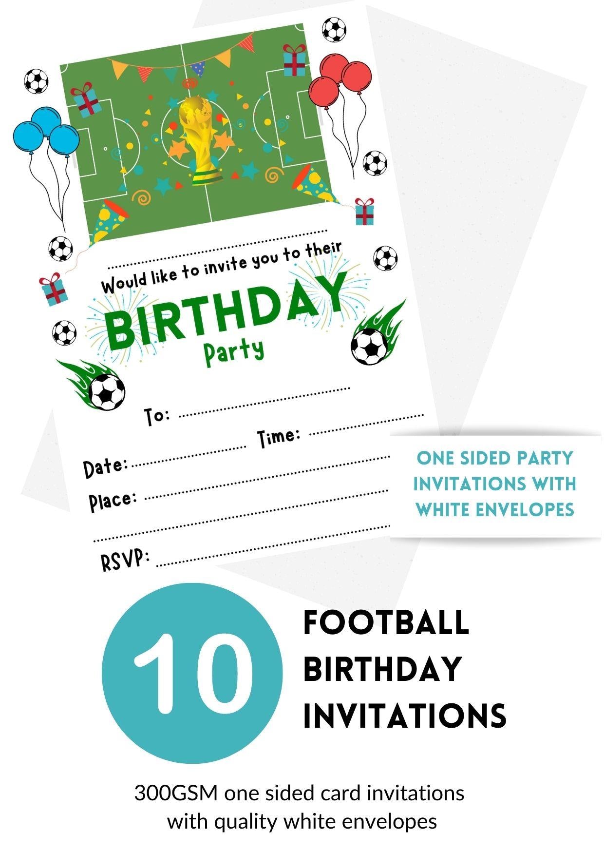 Second Ave 10 Pack Football Birthday Party Invitations Invite With Envelopes For Children Boys or Girls