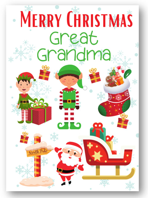 Second Ave Great Grandma Santa Elf Workshop Children's Kids Christmas Xmas Holiday Festive Greetings Card