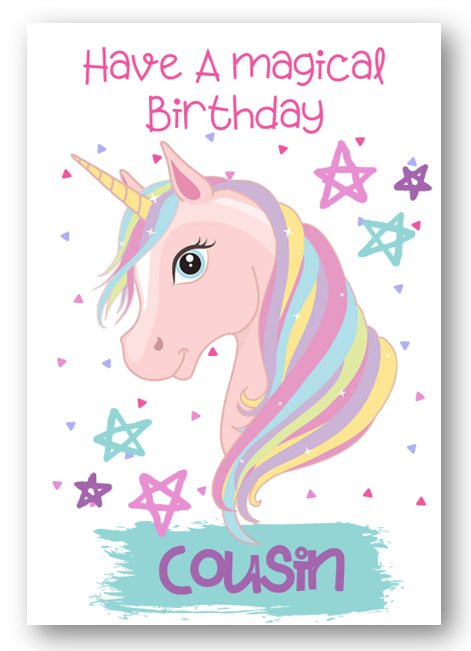 Second Ave Cousin Children's Kids Magical Unicorn Birthday Card For Her Greetings Card