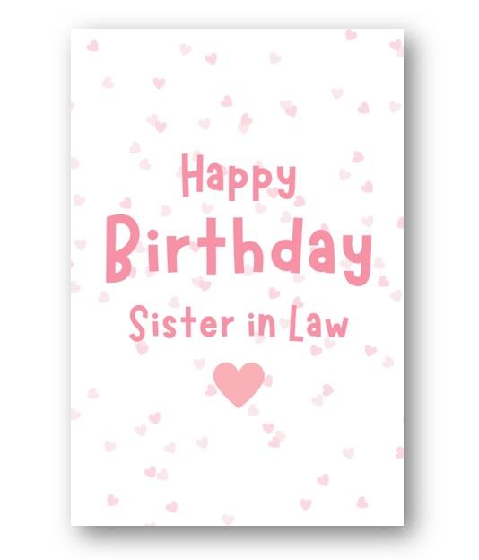 Second Ave Sister in Law Pink Hearts Cute Happy Birthday Card Greetings Card For Her