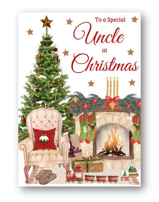 Second Ave Uncle Christmas Home Fireplace Xmas Holiday Festive Greetings Card