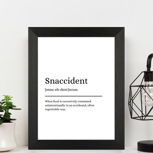 Second Ave Black Framed A4 Snaccident Definition Quote Word Wall Art Print Birthday Gift Home Decor