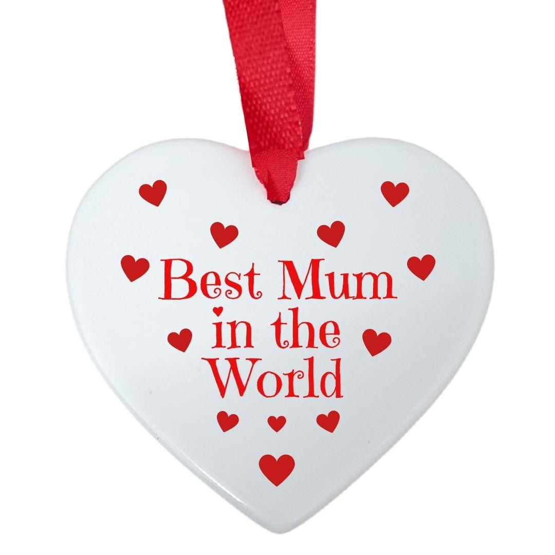 Second Ave Best Mum In The World Ceramic Hanging Heart Gift Plaque Mothers Day Birthday Christmas Gift