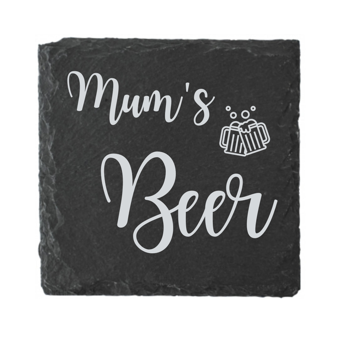 Second Ave Mum's Beer Natural Rock Slate Beer Drinks Coaster Mother's Day Birthday Gift