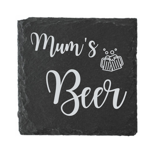 Second Ave Mum's Beer Natural Rock Slate Beer Drinks Coaster Mother's Day Birthday Gift