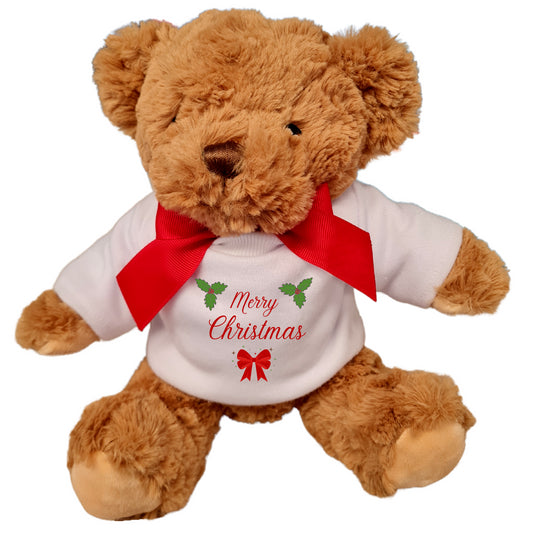 Second Ave Christmas Baby Brown Teddy Bear Plush Toy With White T Shirt Xmas Gift