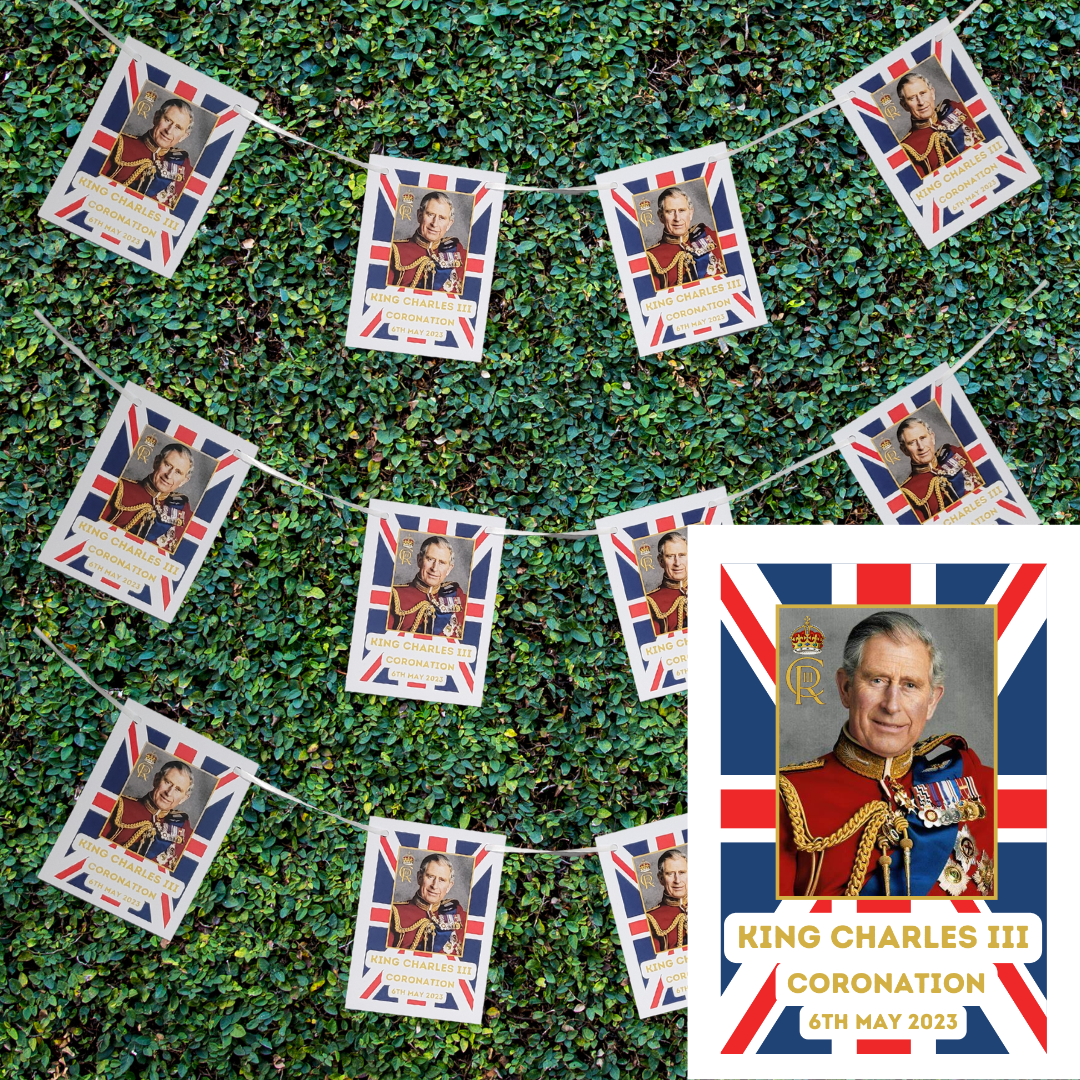 Second Ave 20ft King Charles III Royal Coronation Great Britain Union Jack Celebration Decoration 20pcs Bunting