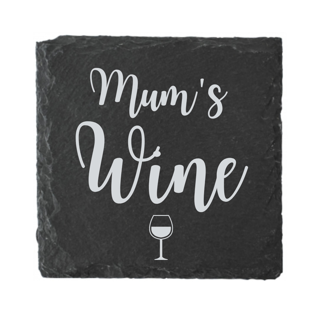 Second Ave Mum's Wine Natural Rock Slate Wine Drinks Coaster Mother's Day Birthday Gift