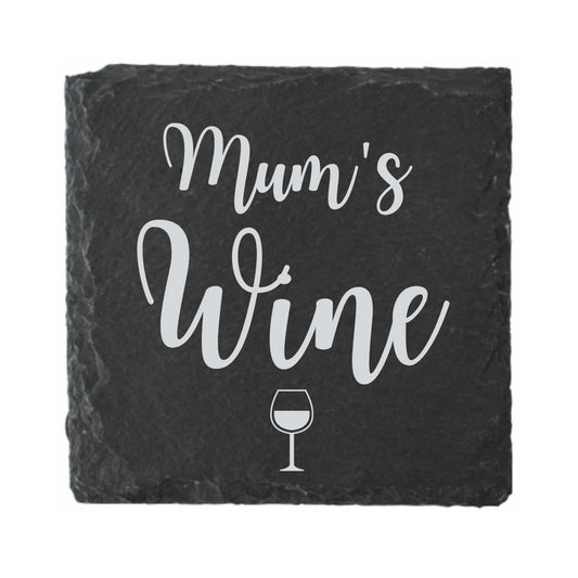 Second Ave Mum's Wine Natural Rock Slate Wine Drinks Coaster Mother's Day Birthday Gift