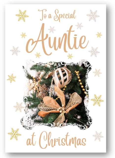 Second Ave Auntie Christmas Gold Decoration Xmas Holiday Festive Greetings Card