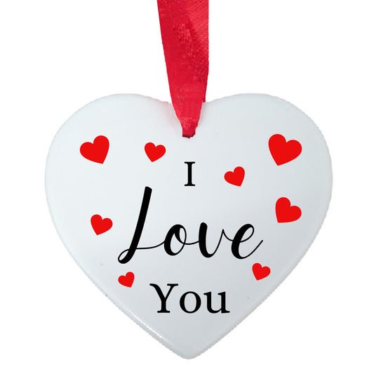 Second Ave I Love You White Ceramic Hanging Heart Valentine's Christmas Decoration Gift