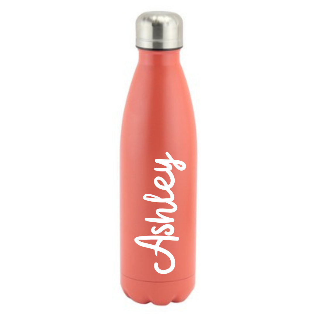 Second Ave Personalised Orange Stainless Steel Vacuum Double Walled 12 Hours Hot/24 Hours Cold 500ml Water Bottle