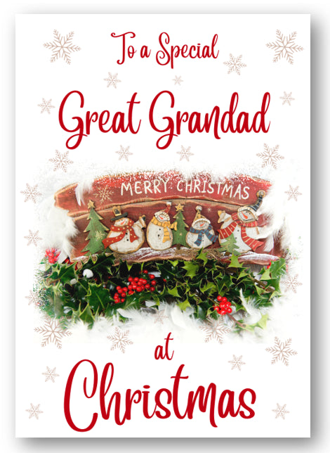 Second Ave Great Grandad Christmas Red Holly Snowman Xmas Holiday Festive Greetings Card