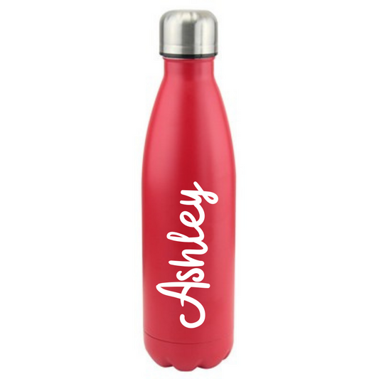 Second Ave Personalised Red Stainless Steel Vacuum Double Walled 12 Hours Hot/24 Hours Cold 500ml Water Bottle