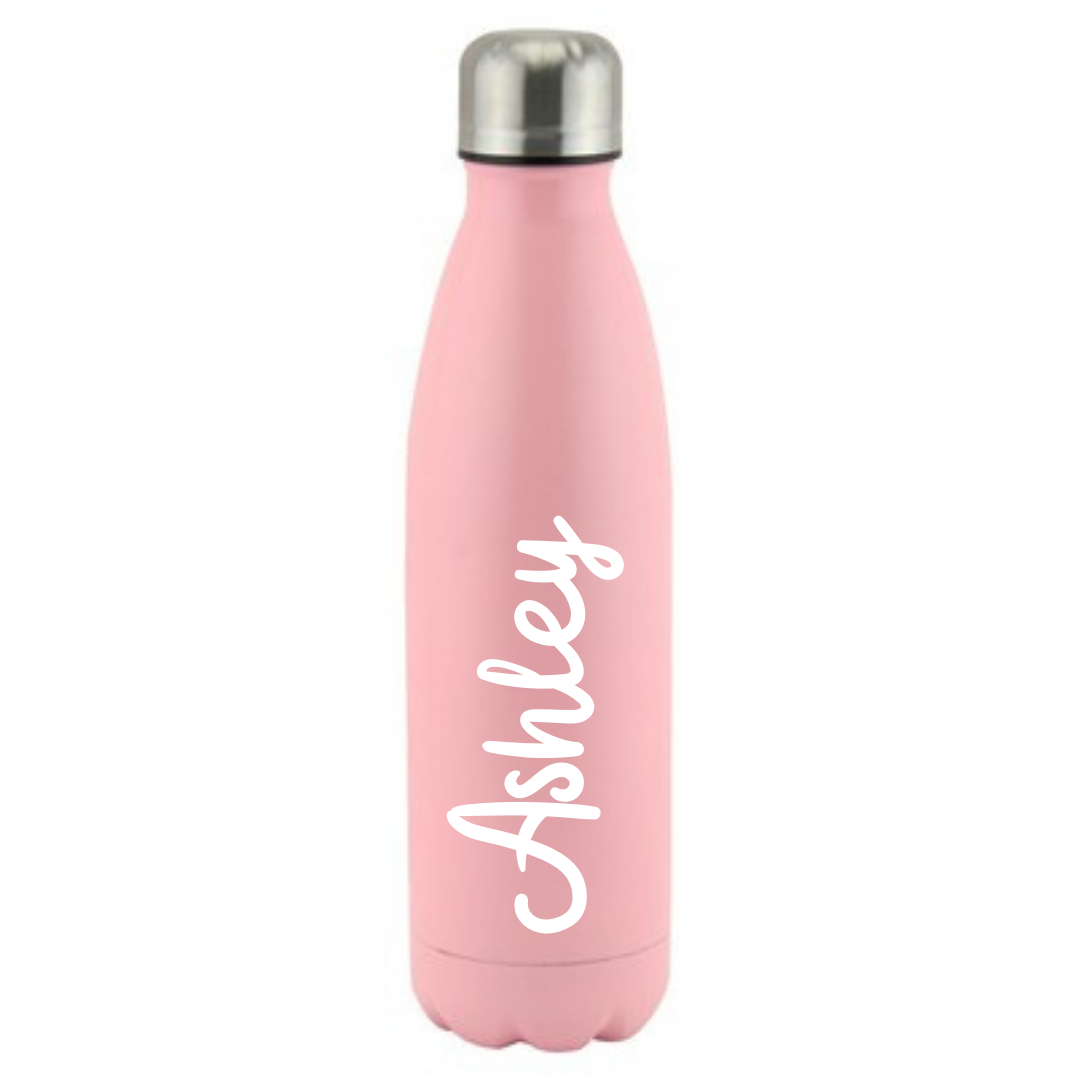 Second Ave Personalised Pink Stainless Steel Vacuum Double Walled 12 Hours Hot/24 Hours Cold 500ml Water Bottle