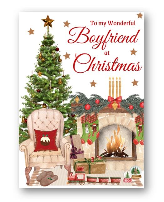 Second Ave Boyfriend Christmas Home Fireplace Xmas Holiday Festive Greetings Card